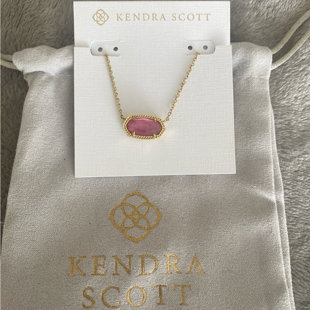 Kendra Scott Pink and Gold Oval Necklace